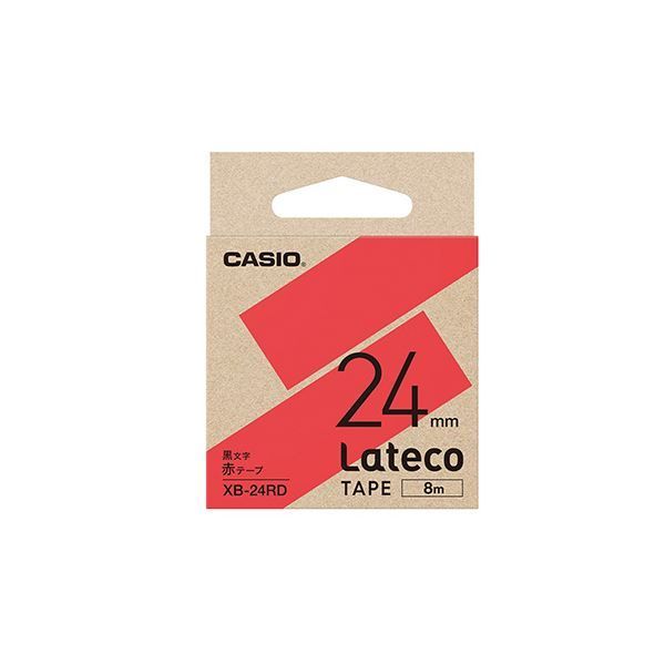 （まとめ） カシオ ラベルライター Lateco専用詰替用テープ 赤に黒文字 24mm 