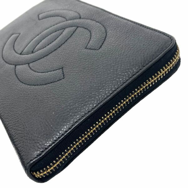 ラウンドファスナー長財布 キャビアスキン