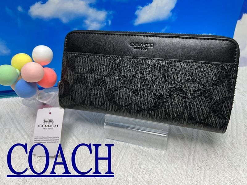 コーチ 長財布 COACH 財布 シグネチャー アコーディオン ラウンドファスナー 財布 メンズ ジップ アラウンド レザー プレゼント ギフト 贈り物 財布 メンズ 新品未使用 ブランド c292 F58112 14