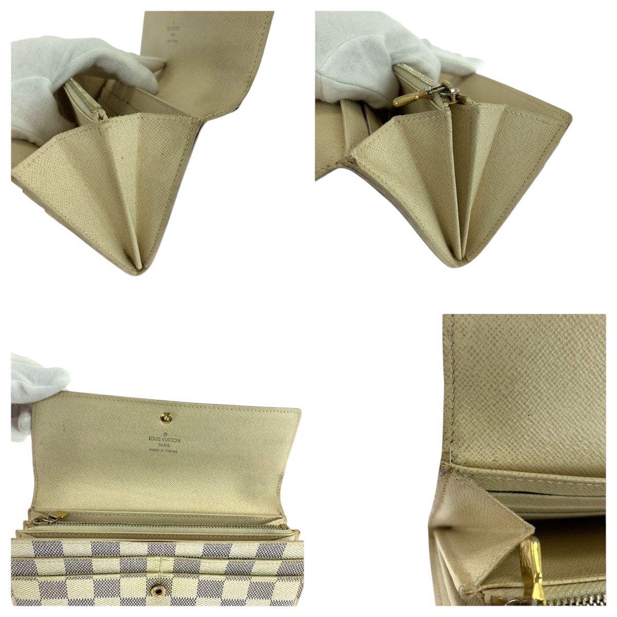 【美品】ルイヴィトン　アズール　ポルトフォイユ　ジョイ　ダミエ　ゴールド金具 ダミエ・アズール 財布 ポルトフォイユ・ジョイ【ルイ・ヴィトン