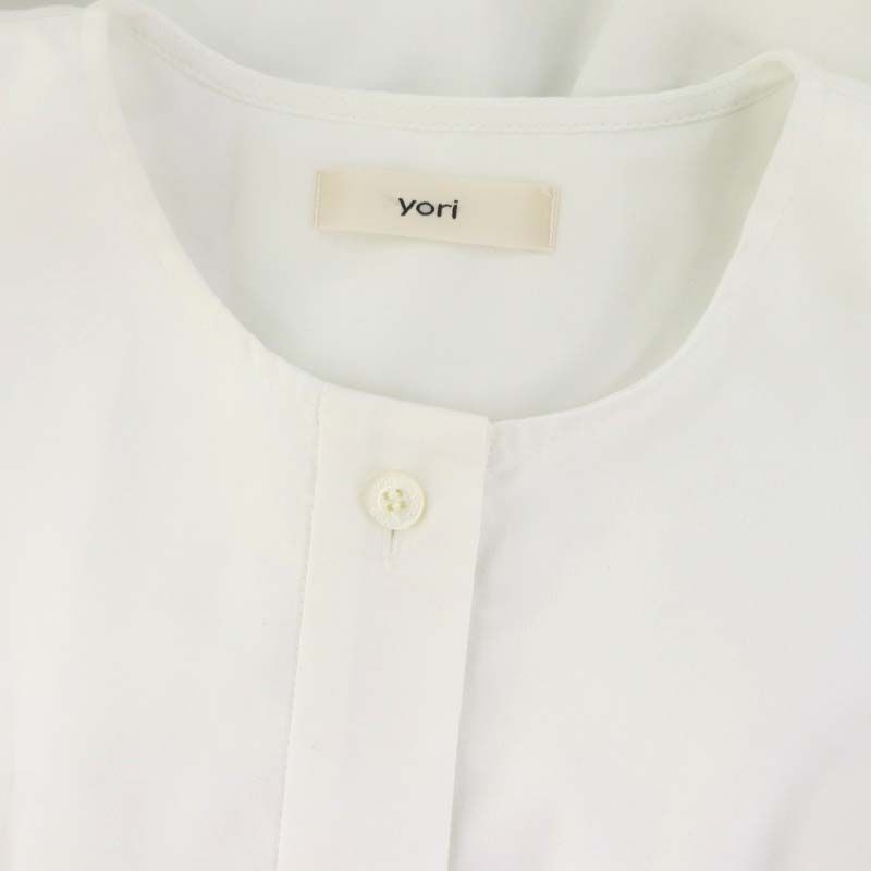 ヨリ yori 22AW スカラップカットワークブラウス ノーカラー 長袖 F