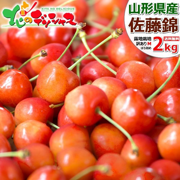 予約|6月上旬 6月12日 頃～出荷予定 山形県産 ご家庭用 さくらんぼ 佐藤錦 2kg |Mサイズ|1kg×2箱|常温便 露地 わけあり ご自宅用 ご家庭用 お家用 果物 フルーツ 山形県 山形県直送 グルメ お取り寄せ