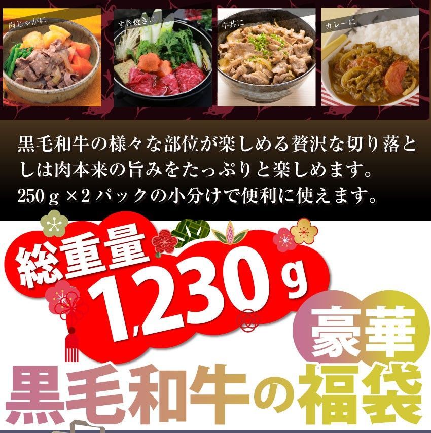 牛肉肉黒毛和牛福袋ふくぶくろ凍眠テクニカンステーキ焼肉ローススライスカルビ豪華
