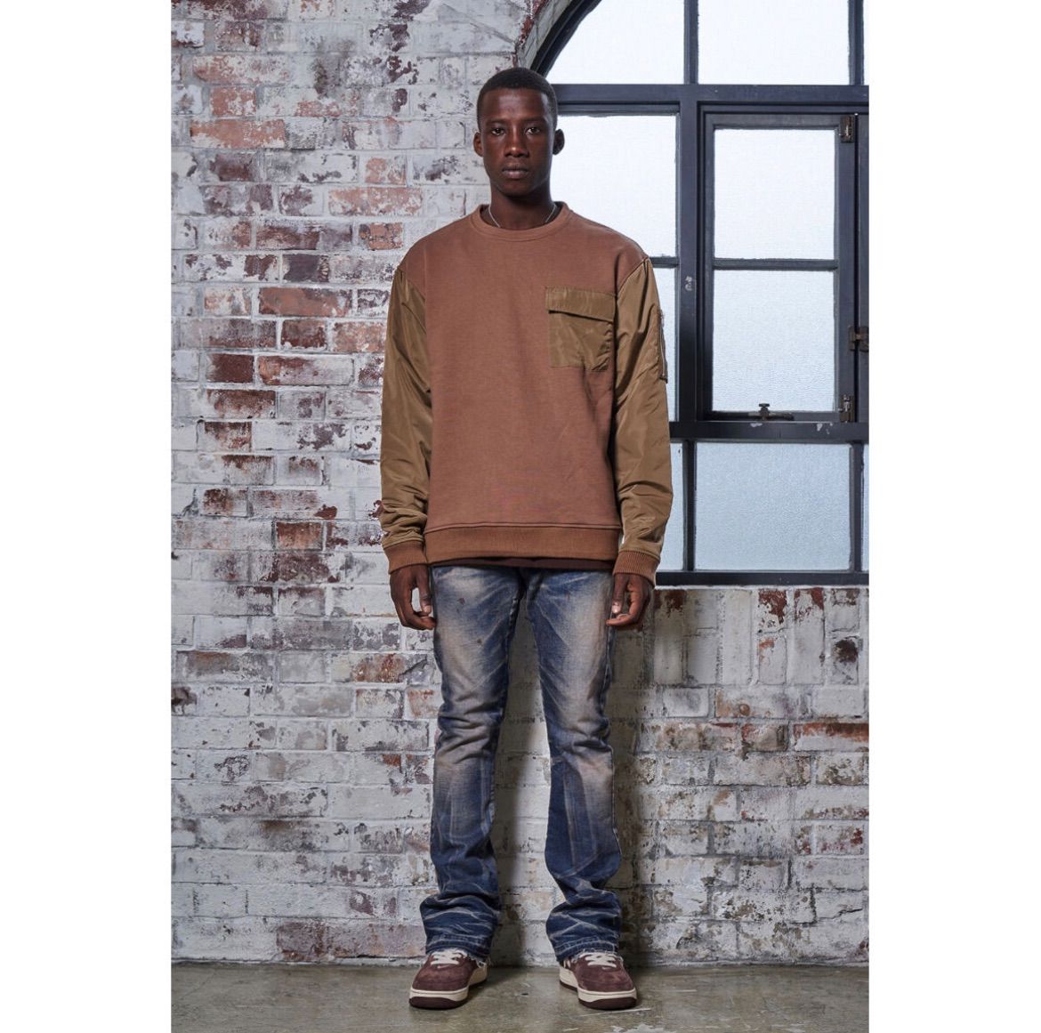 MLVINCE / BOMBER SLEEVE CREW / TAN - PLUG - メルカリ