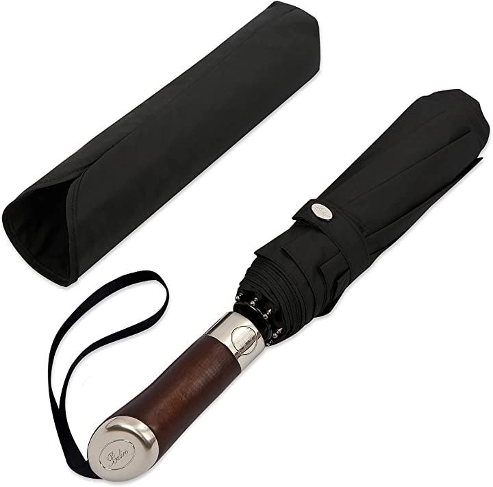 Balios 英国 バリオス 折りたたみ傘 メンズ 65cm 8本骨 395g 自動開閉 晴雨兼用 ジャンプ傘 ワンタッチ 大きい ジェットブラック