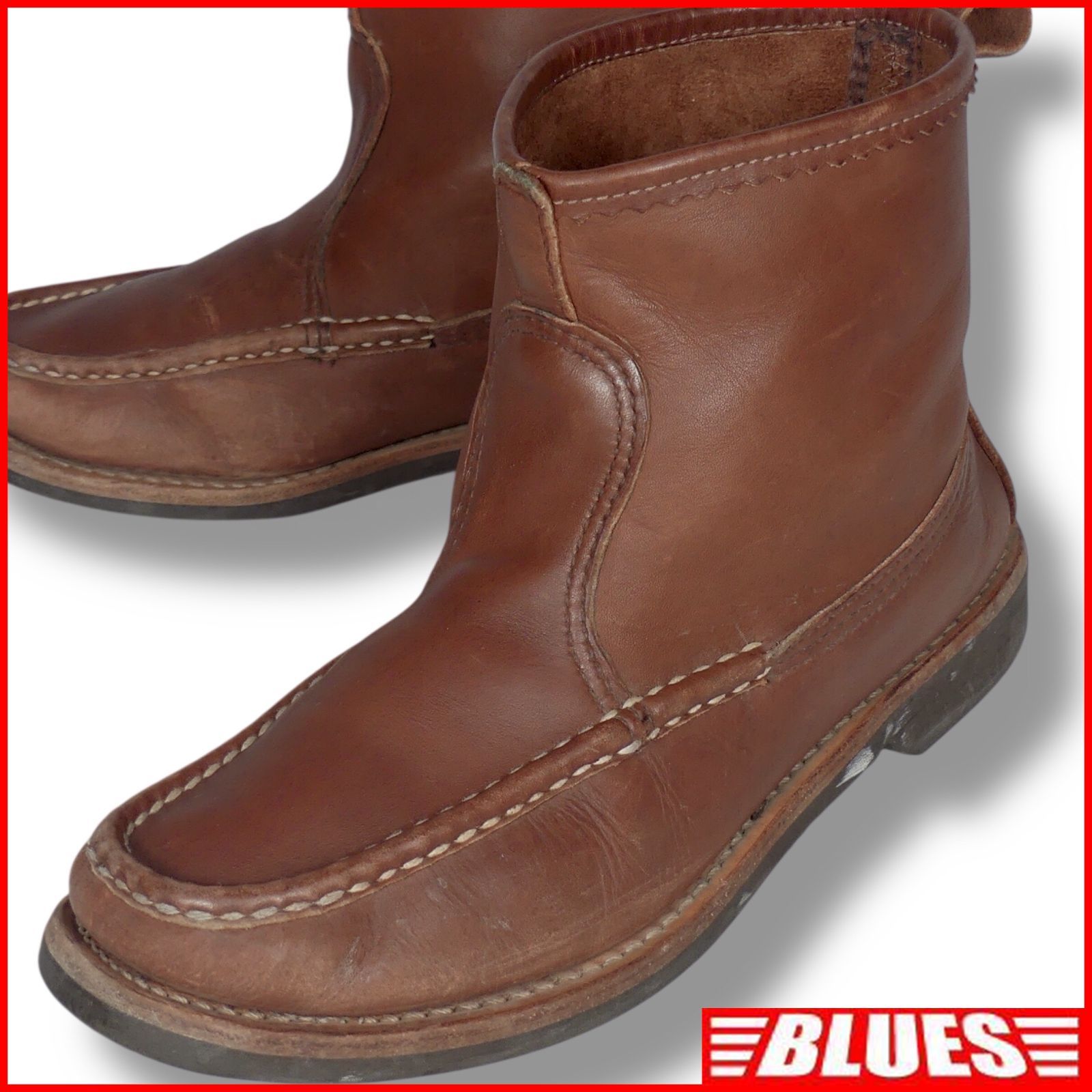 Russell Moccasin ラッセルモカシン モカシンブーツ 24 モカシンステッチ ペコスブーツ 本革 メンズ 茶 ペコスブーツサイズ24cm一覧←SEULB屋着古← HS368