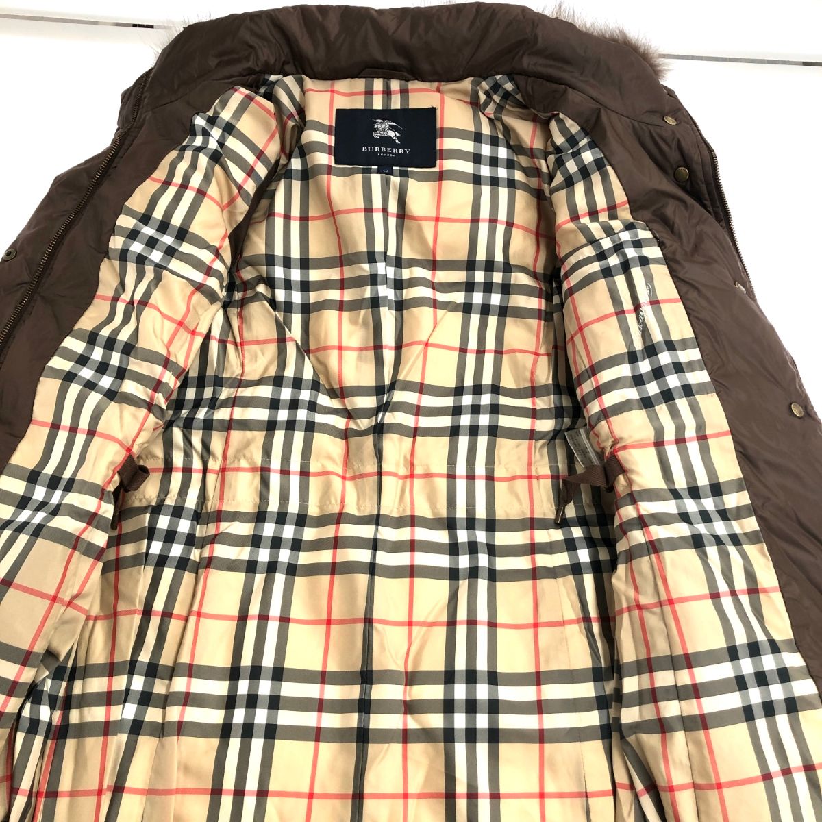 BURBERRY LONDON バーバリーロンドン ダウン コート ファー付 ブラウン