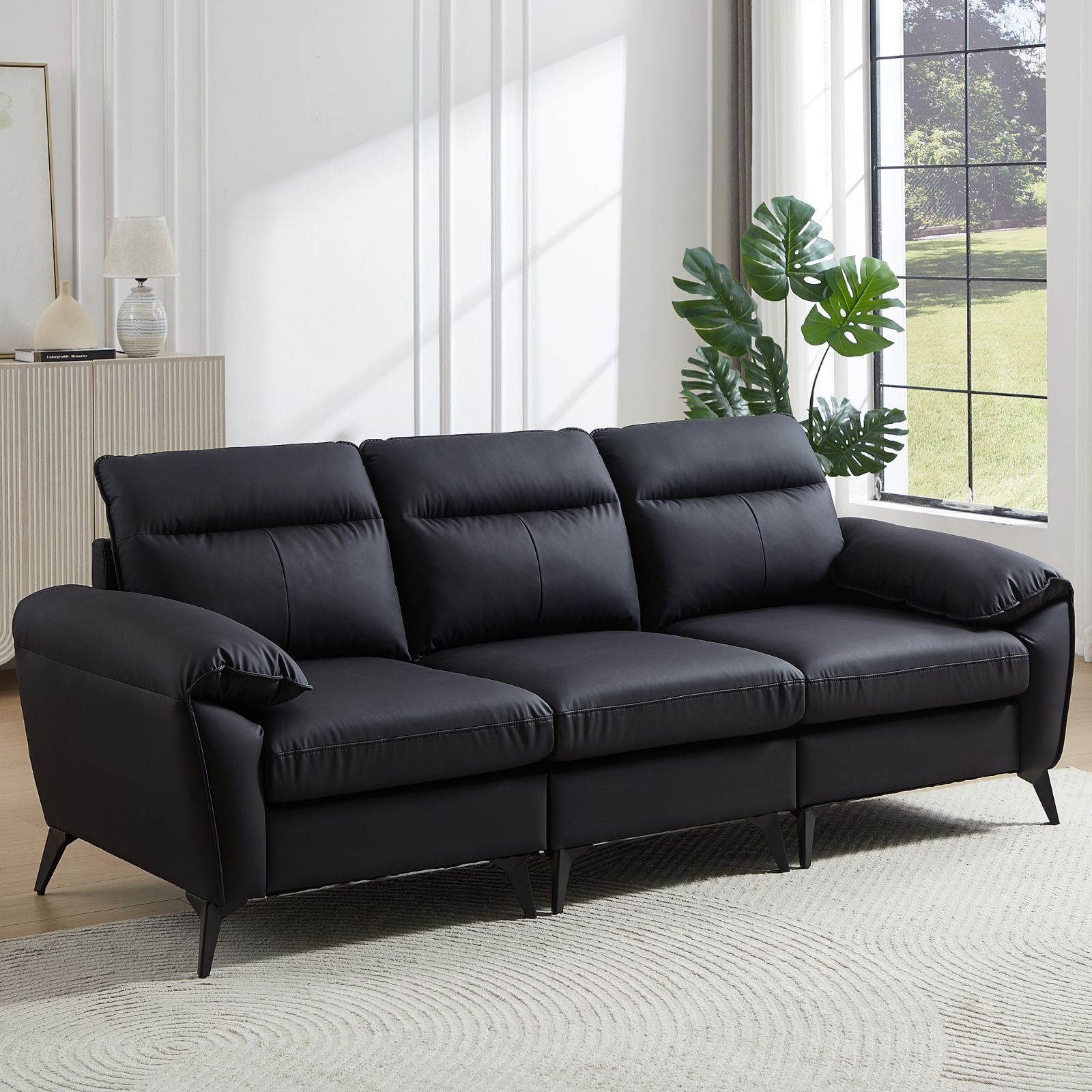 3人掛けソファ ソフトレザー ソファー ソファ 3人掛け 幅205cm 北欧