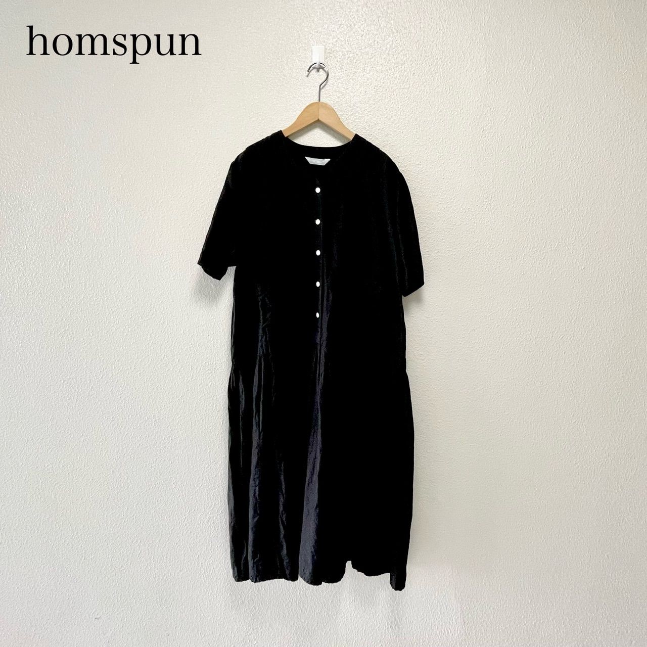 homspun ホームスパン リネンバイオVネックタックワンピース 日本製