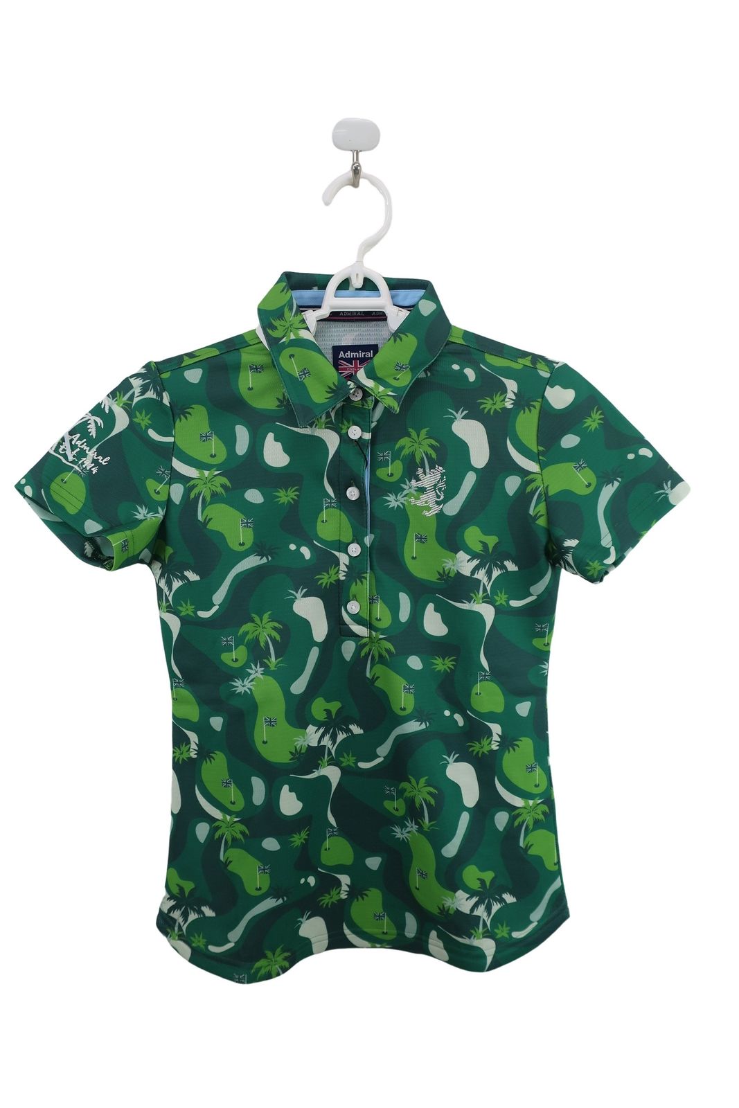 【未使用品】Admiral(アドミラル) ポロシャツ 緑総柄 レディース S ADLA851 ゴルフウェア 2507-0363 新品