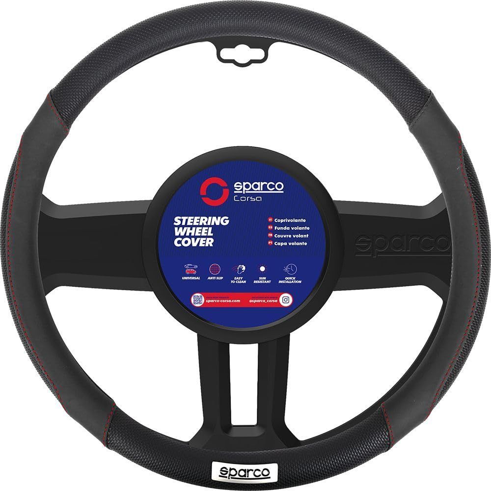 【数量限定】ブラック Mサイズ(37～38cm) SPC1113BK_J ステアリングカバー スパルココルサ SPARCO-CORSA