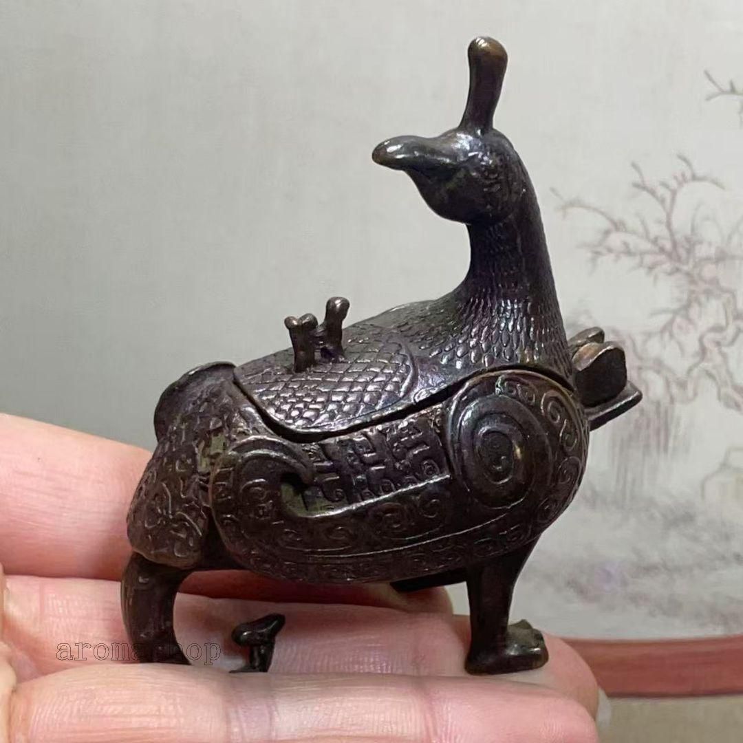 銅製 香炉 侯鳥尊香炉 茶台茶寵 香道具 装飾品 工芸品 置物