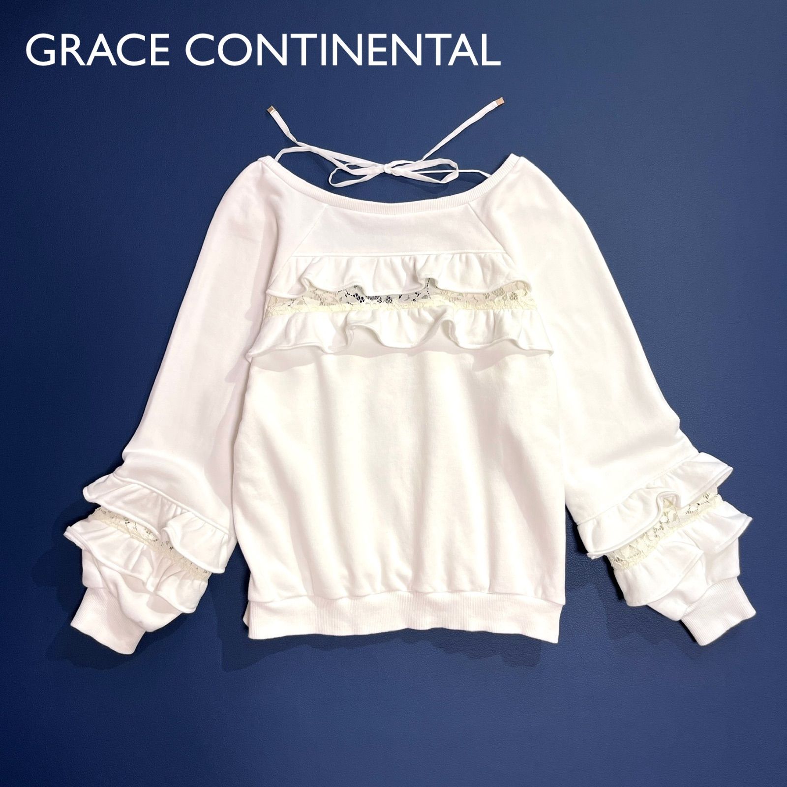 ch31 GRACE CONTINENTAL フリルラグラン裏毛トップ スウェット レース 