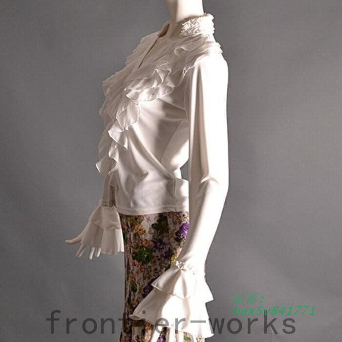 美品 フラメンコ衣装】ホワイト docedelflamenco ブラウス 白