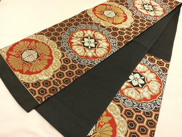 鉄腕アトム様［4887］袋帯 美品 舞蝶花文様 金銀糸 唐織 六通 正絹 着物黒 鉄腕アトム様［4887］袋帯 美品 舞蝶花文様 金銀糸 唐織 六通