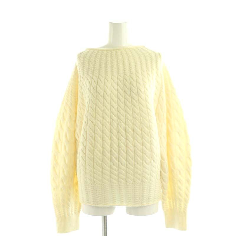 セオリー Theory Lana Cash 2 Sculpted T NK ニット セーター 長袖 ケーブル編み M アイボリー |AT OS