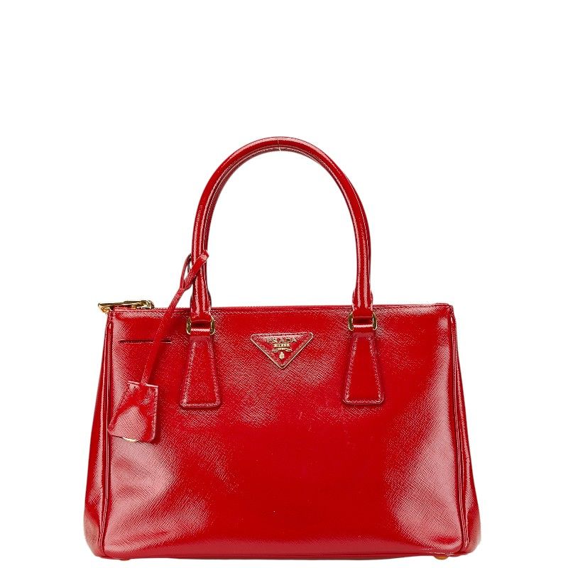 プラダ 三角ロゴプレート レッド パテントレザー レディース PRADA【1 