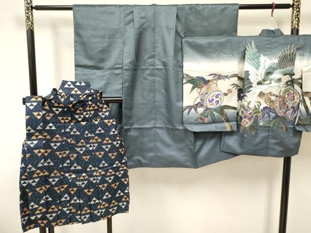 平和屋着物[]七五三 男の子 5歳 祝着・長襦袢・行灯袴セット 深縹色  