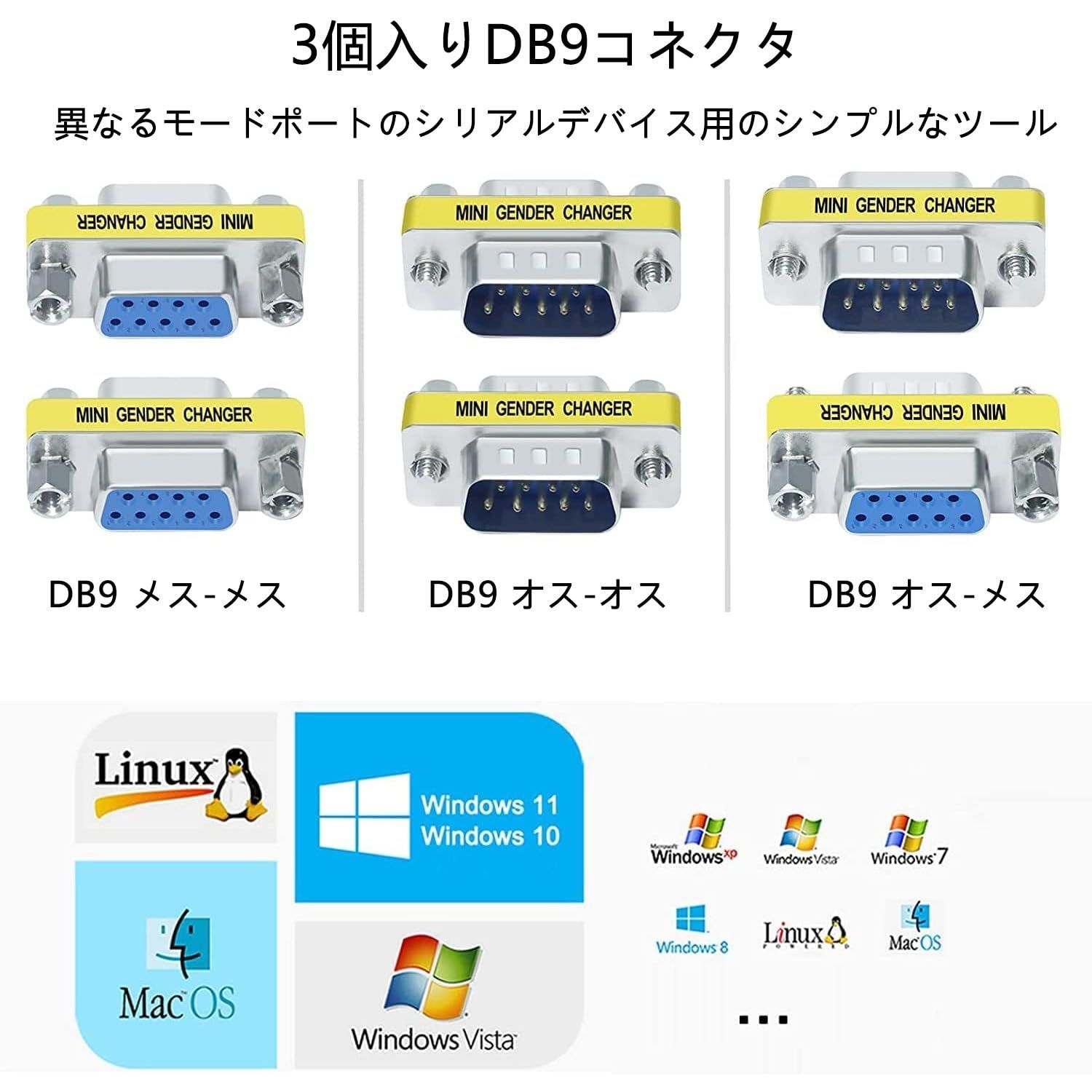 接続 シリアル コネクター 9ピン D-Sub オス・メス） COM メス