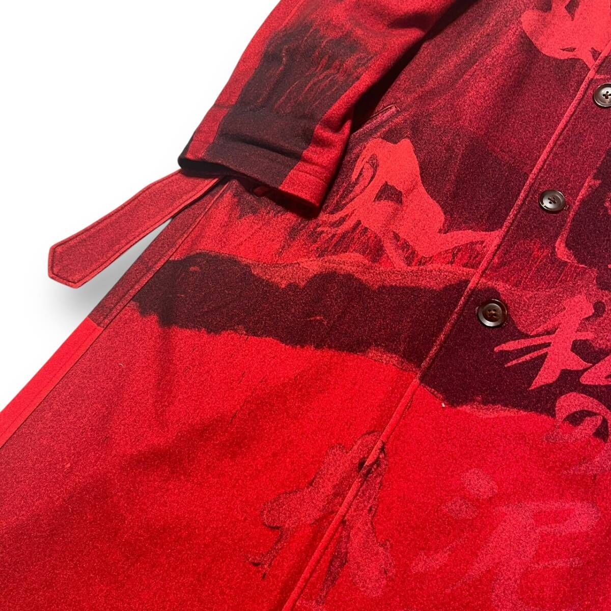 yohji yamamoto 赤フラノ　ドレスコート yohji yamamoto - pour homme 目玉付き赤襟軍服ドレス / HD-D07