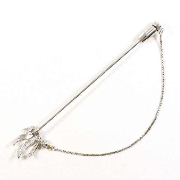 k14プローチ PT K14WG 合金 ピンブローチ brooch ダイヤ 0.05 総重量約2.1g