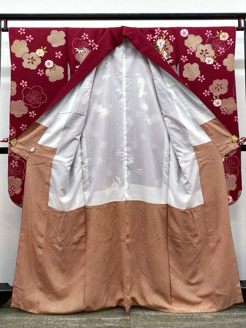 振袖 豪華 刺繍 紋意匠 桜 鹿子柄 柄八掛身丈160cm 撥水加工済 MO2939 