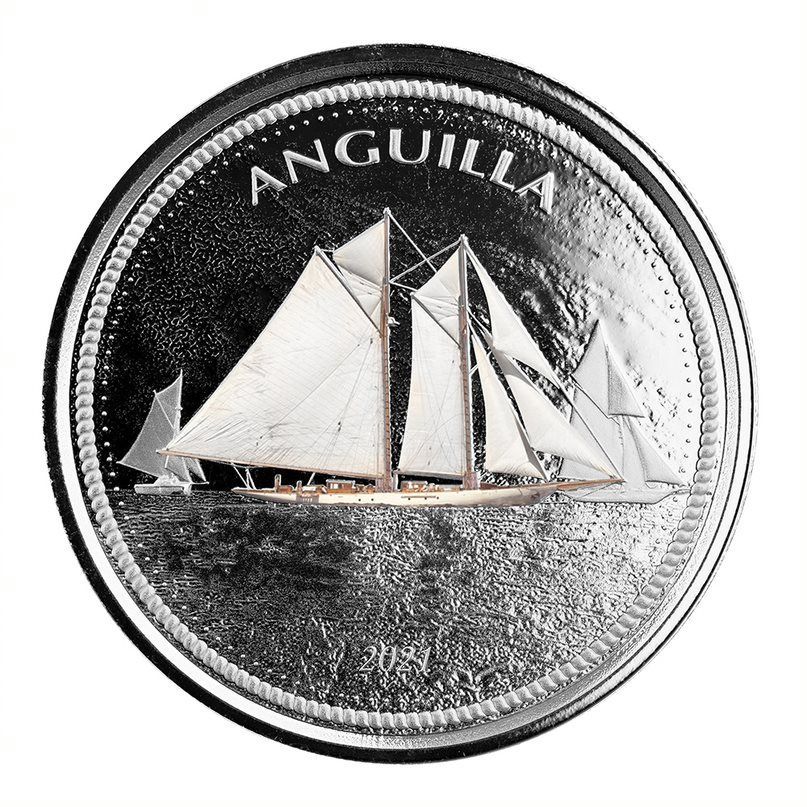 [保証書・カプセル付き] 2021年 (新品) アンギラ「帆船」純銀 1オンス カラー 銀貨