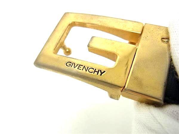 GIVENCHY ベルト　レザー　金金具　ヴィンテージ GIVENCHY ジバンシー ベルト レザー ブルー ゴールド金具