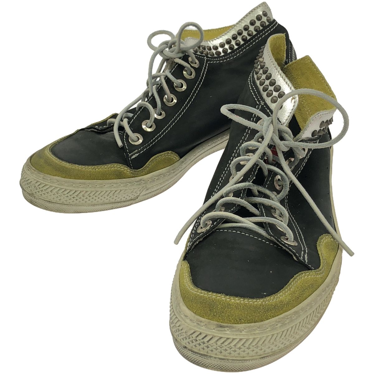 HTC エイチティーシー JOURNEY SNEAKER METAL HIGH スタッズ装飾ハイカットスニーカー 13SHTSC051 ブラック 42