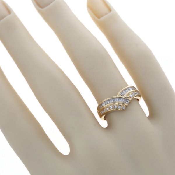 K18YG イエローゴールド リング ダイヤモンド 0.50ct V字 ライン