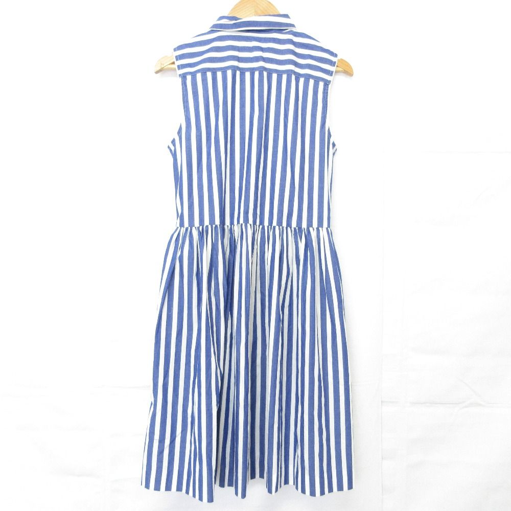 POLO RALPH LAUREN ポロラルフローレン ストライプ ノースリーブ シャツワンピース サイズ16 ブルー キッズ 古着