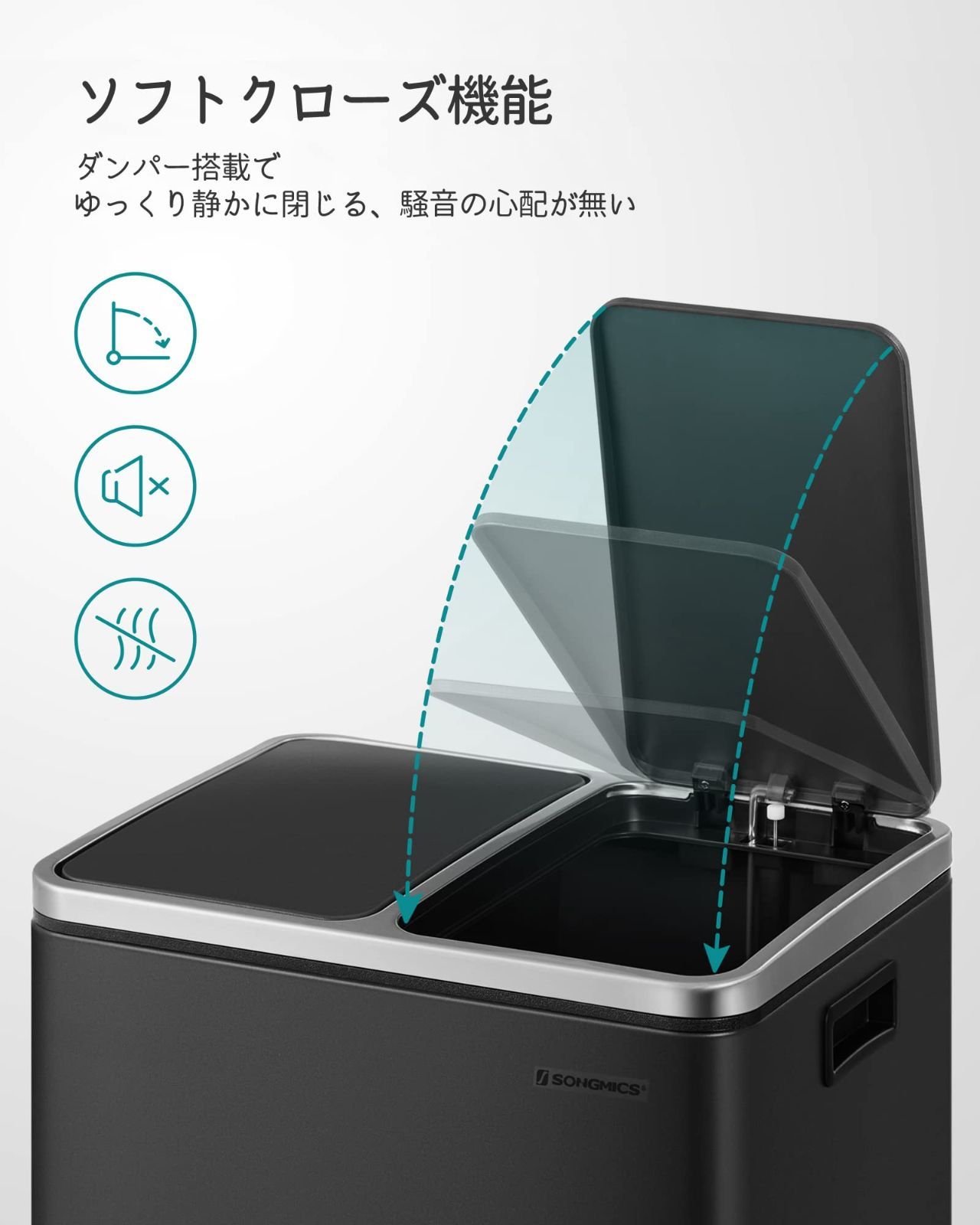 特価セール】ゴミ箱 キッチン分別 ダストボックス ペダル式 SONGMICS 2×15L 2分別 蓋付き インナーバケット2つ ステンレス 密閉  音無し おしゃれ 横型 室内 ベランダ LTB30GS - メルカリ