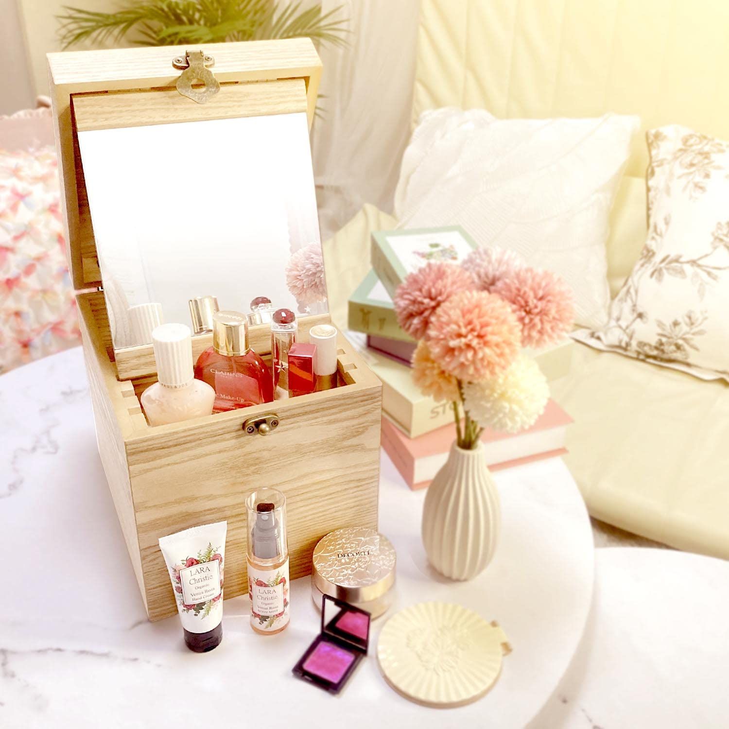 ダークブラウン s 98 0002 db 化粧品ボックス 大容量 収納 ボックス コスメ 木製 メイクボックス シアーズ