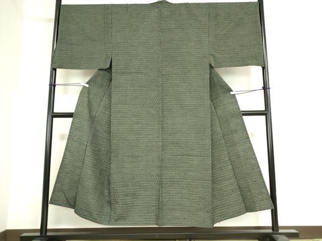 平和屋着物▽男性 紬 単衣 亀甲柄 正絹 DAAV5959az