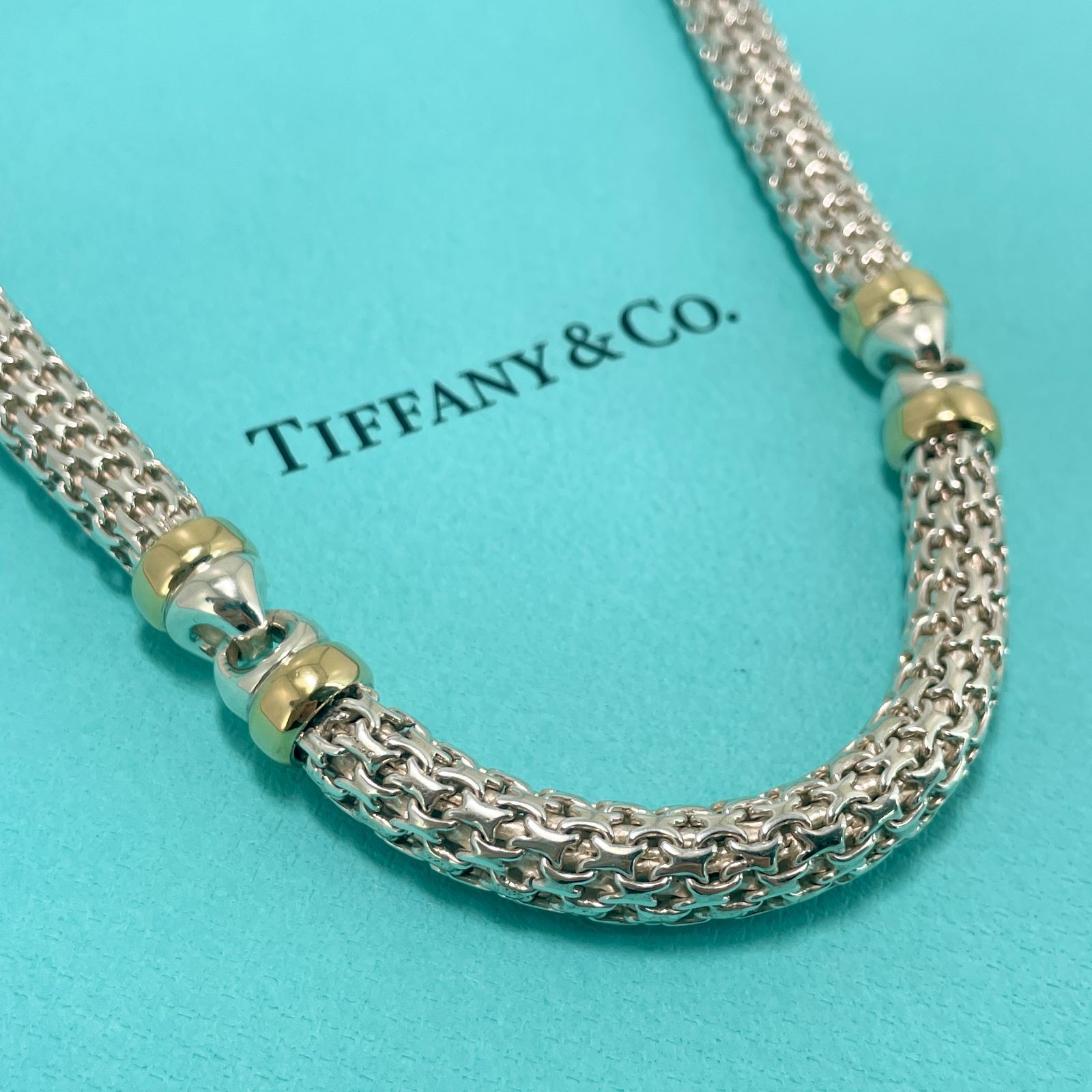 希少 ヴィンテージ ティファニー ロープ メッシュ コンビ ネックレス チョーカー Tiffany&Co.  シルバー925×K18(750)/24-835L - メルカリ