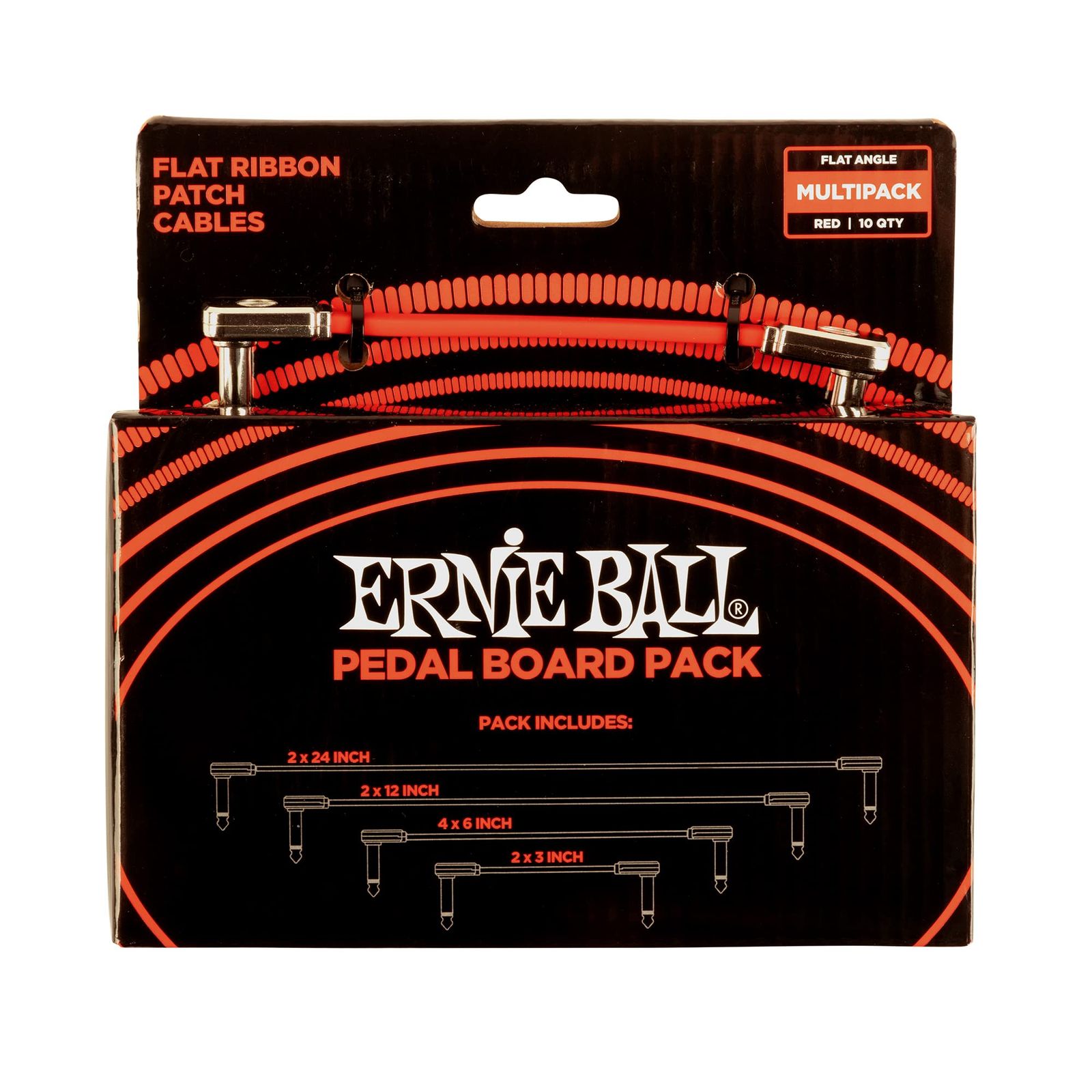 ERNIE BALL 6404 フラット リボン パッチケーブル レッド ぺダルボード マルチパック