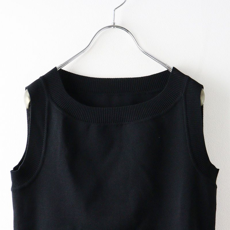 極美品 2023SS フォクシー FOXEY 43719 Knit Top Vesper 38/ブラック ノースリーブ リブニット トップス スクエアネック【2400014232929】 極美品 2023SS フォクシー FOXEY 43719 Knit Top Vesper 38/ブラック