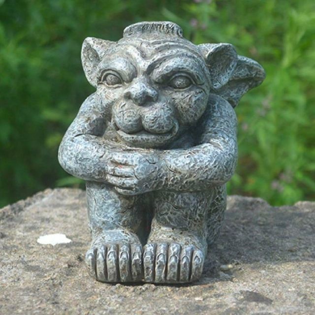 ガーゴイル オブジェ 石像風 魔除け 置物 庭 ガーデン