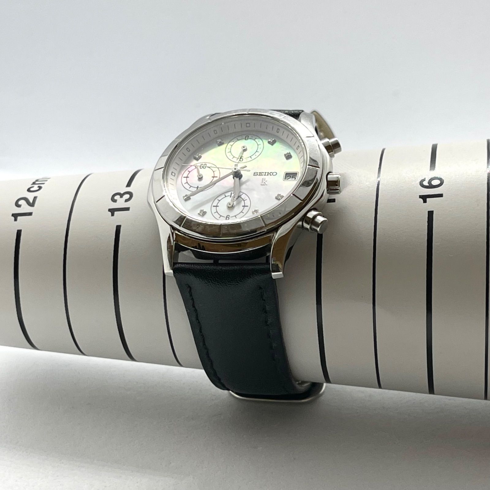 セイコールキア 7T92-0BV0 クロノグラフ シェルダイヤ文字盤 - 時計