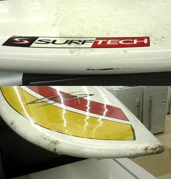 現状品 SURFTECH/サーフテック サーフボード 全長約188cm タフライト モールド系ボード サーフィン リペア痕有 フィン付 SURFTECH/サーフテック サーフボード 全長約188cm タフライト モールド