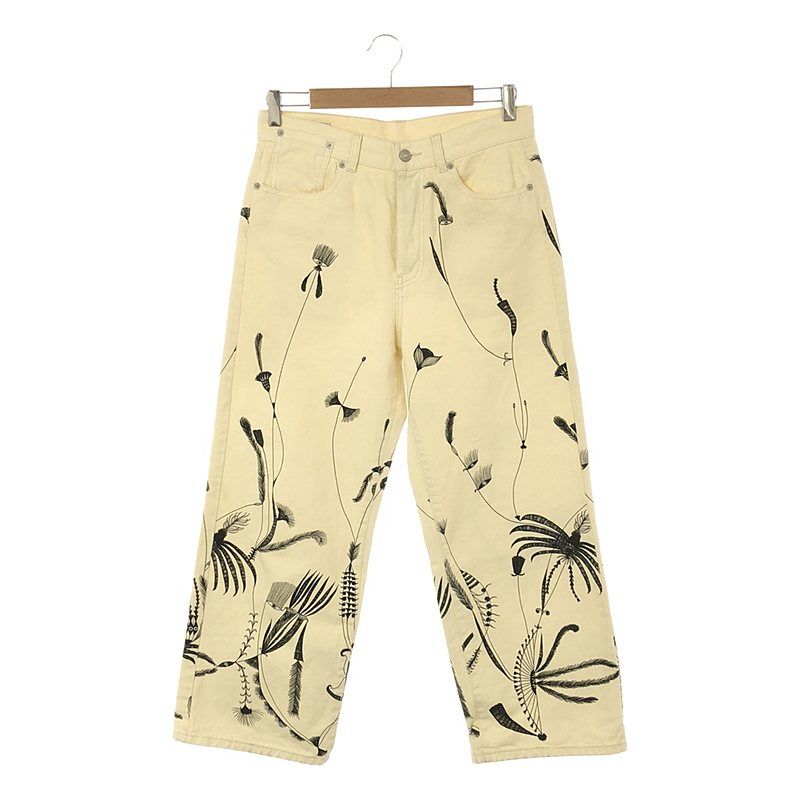 DRIES VAN NOTEN / ドリスヴァンノッテン | 2018AW | outsider art white denim pants 孔雀柄 デニムパンツ | 28 | レディース