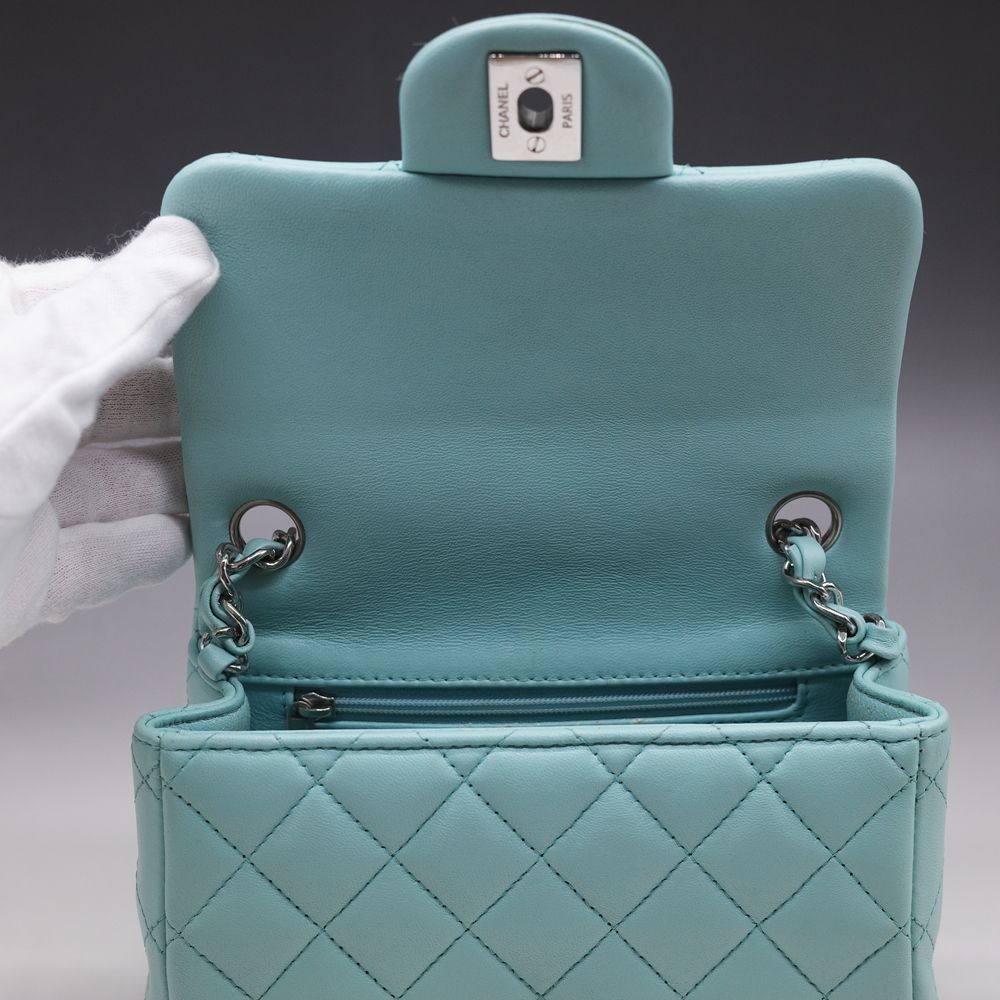 シャネル ミニ マトラッセ シングルフラップ ミント グリーン  
