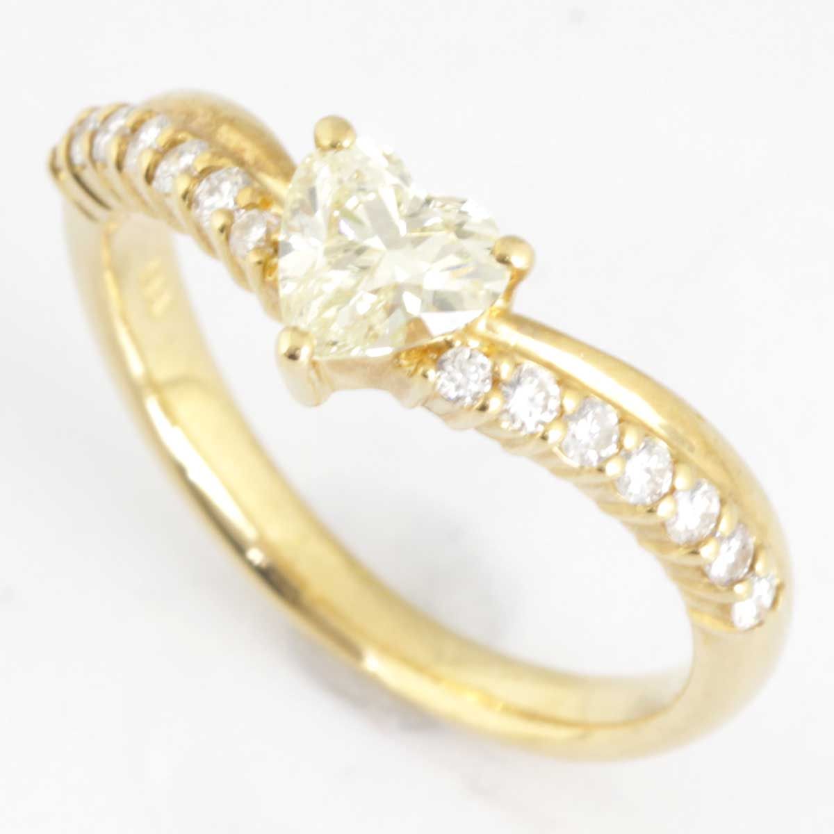 美品『USED』 K18 リング・指輪 イエローダイヤモンド 0.55ct 3.8g 11.5号