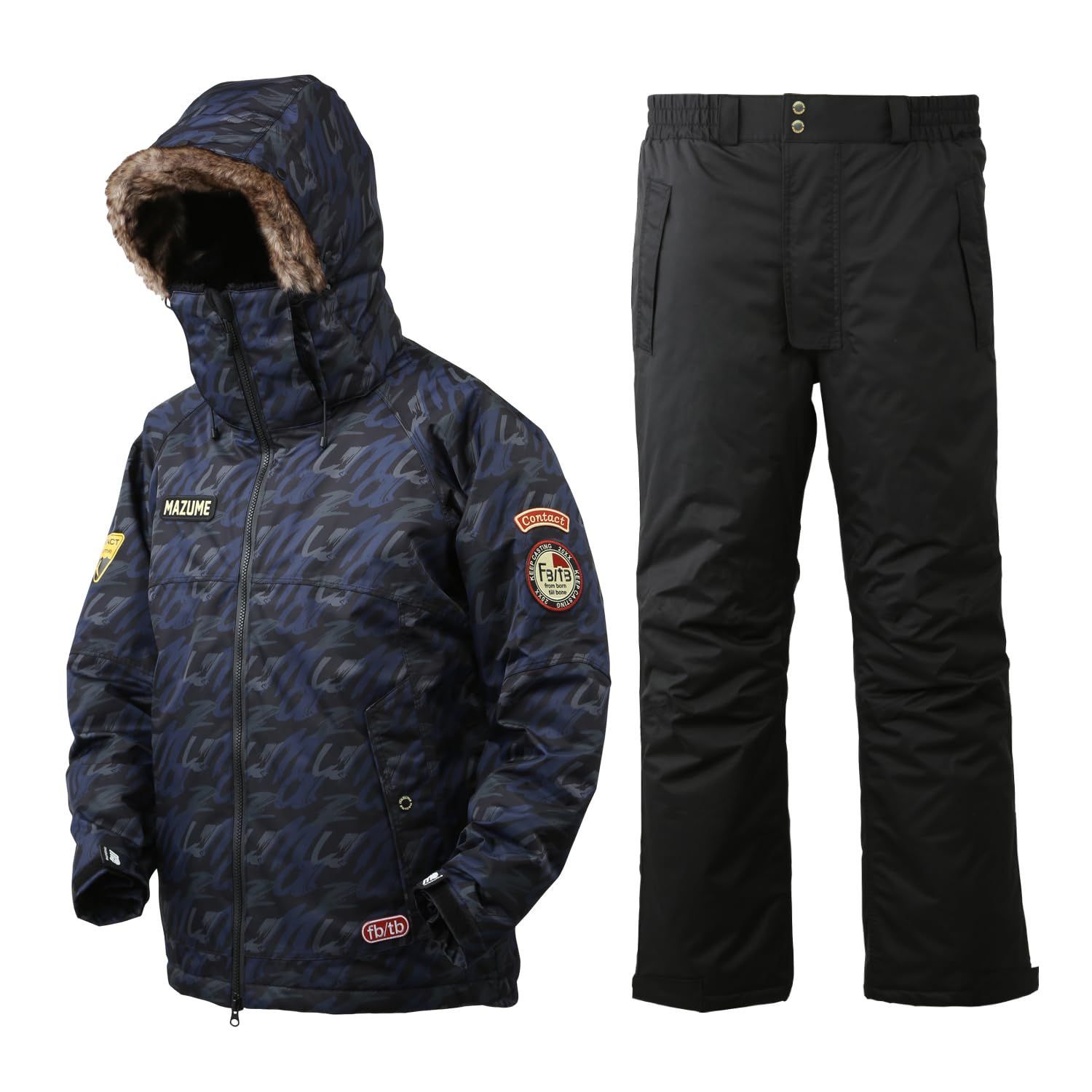 【人気商品】WEATHER SUIT ALL MZFW-738-10 CONTACT マズメブラックカモ mazume L
