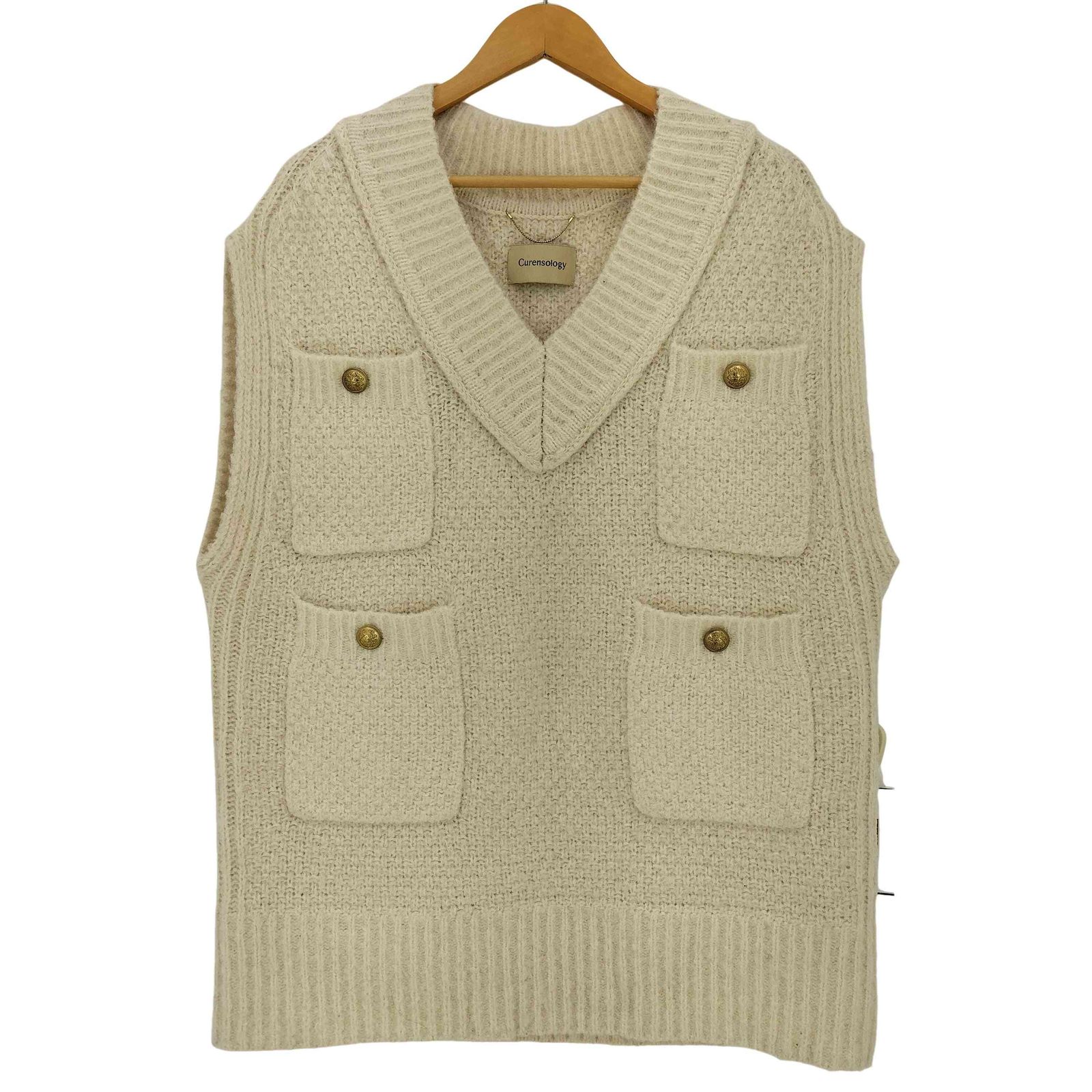 curensology(カレンソロジー) ツイーディヤーンニットベスト レディース FREE 【中古】【ブランド古着バズストア】 カレンソロジー curensology ツイーディヤーンニットベスト レディース