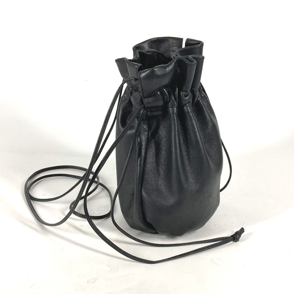 BOTTEGA VENETA ブラック レザーポーチ 巾着 バッグ レディース] ヴィンテージ ボッテガヴェネタ ミニミニ巾着