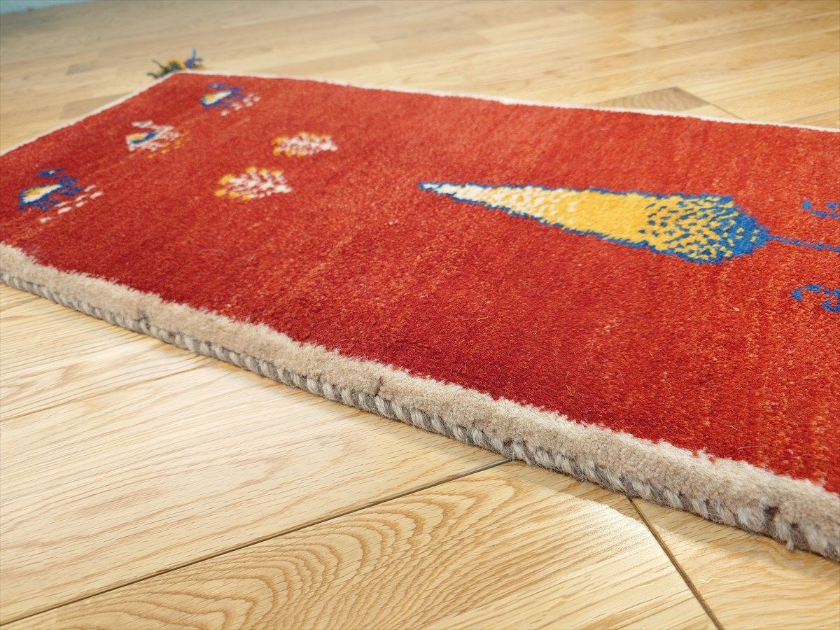 ペルシャ　ギャッベ ランナー中　143×53 黄金色　糸杉 ペルシャ ギャッベ ランナー中 143×53 黄金色 糸杉 ペルシャ
