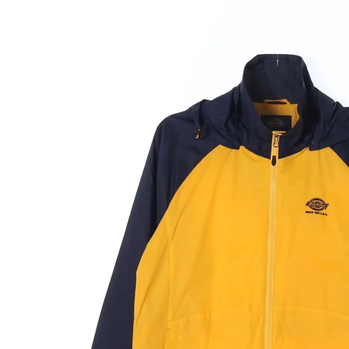 M DICKIES(ディッキーズ) 黄色 バイカラー ウインドブレーカー フード ジップアップ ジャケット ブルゾン