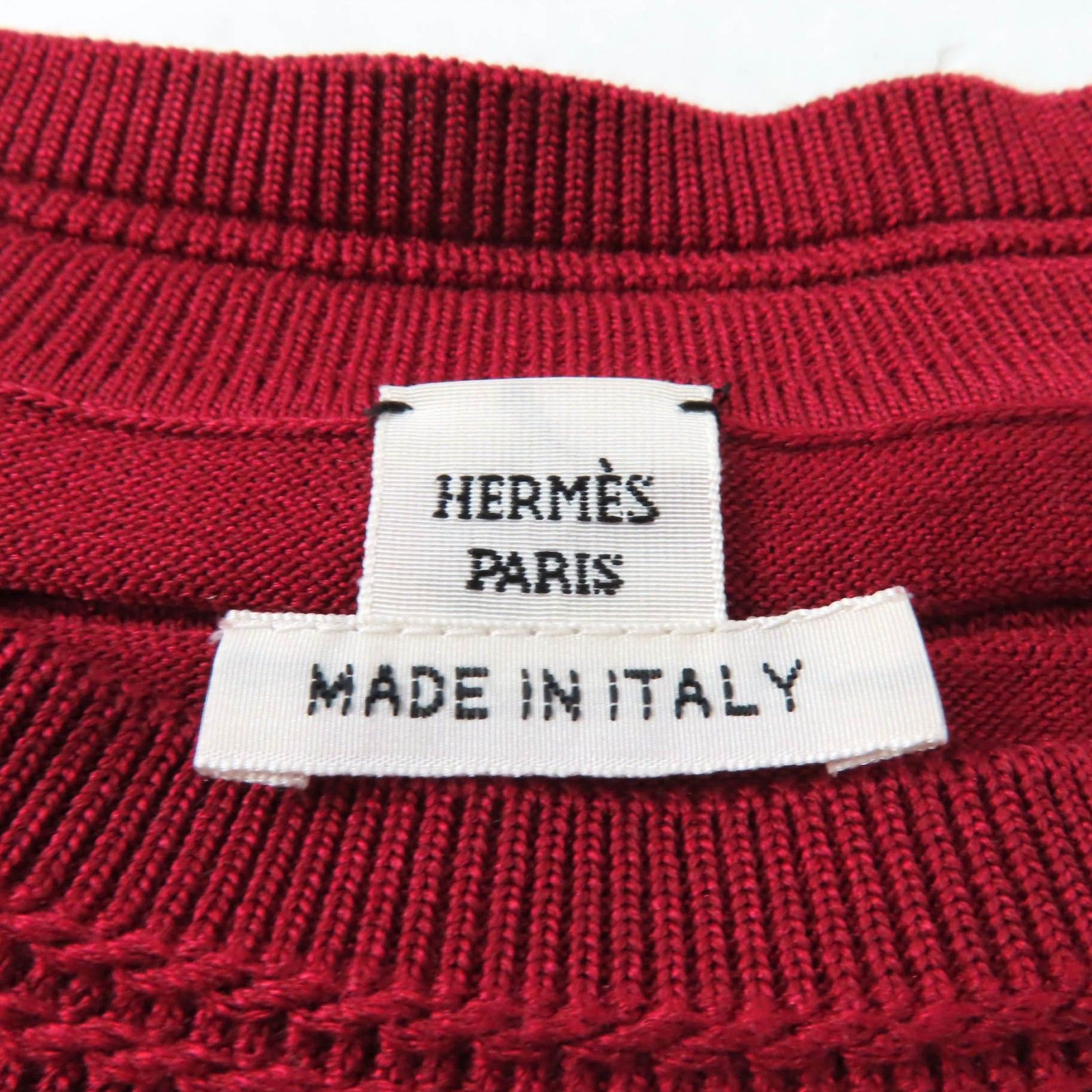 HERMES - 極美品★HERMES エルメス 23AW 3E2614D3 シルク混 シェーヌダンクル ワイドスリーブ ニット レッド系 34 イタリア製 正規品 レディース 極美品☆HERMES エルメス 23AW 3E2614D3 シルク混