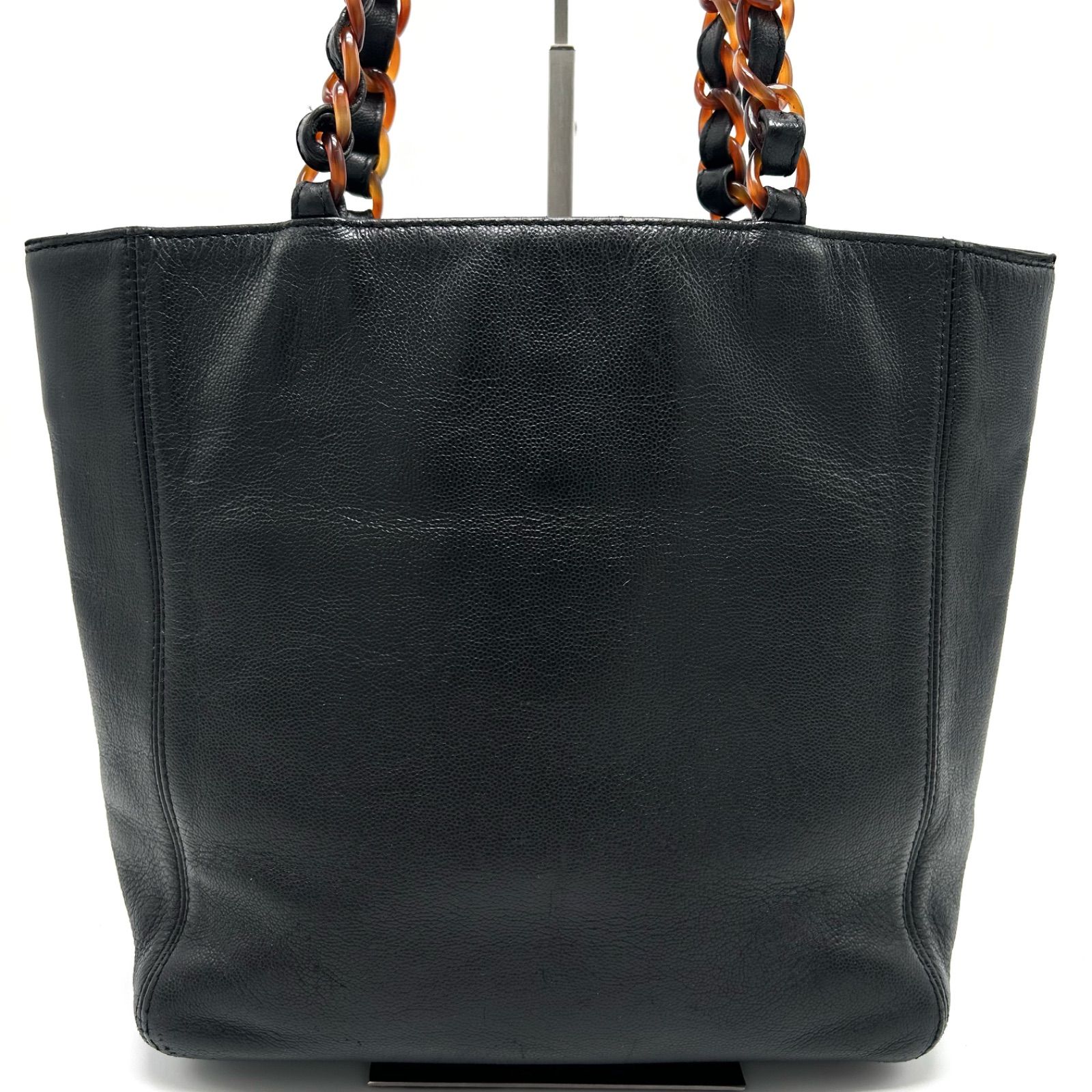 シャネル　キャビアスキン　黒　べっこう　トートバッグ シャネルキャビアスキン黒べっこうトートバッグ